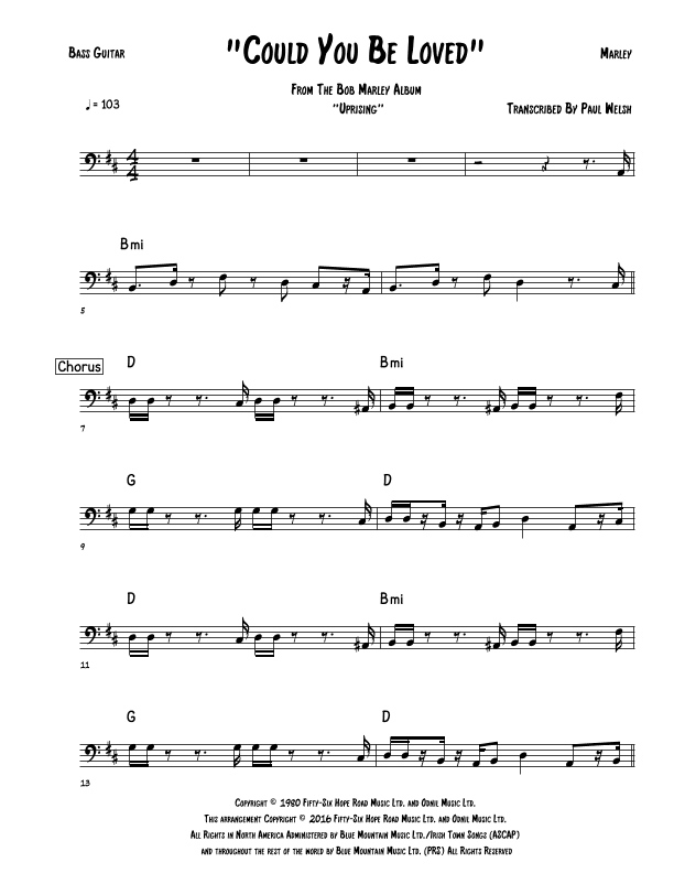 Could You Be Loved (arr. Accubass)