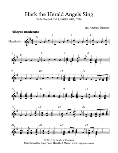 Hark The Herald Angels Sing - Beginning Handbell Quartet (arr. Andrew Duncan)