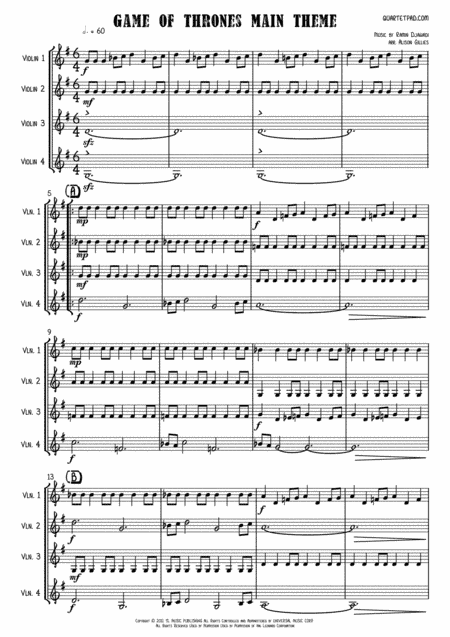 Game Of Thrones (arr. Alison Gillies)