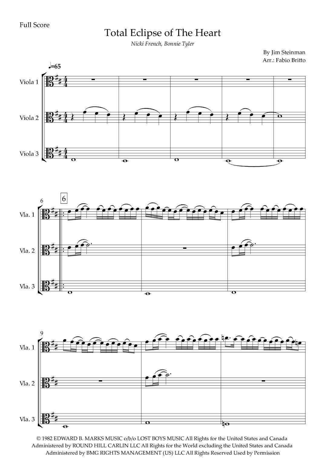 Total Eclipse Of The Heart (arr. Fabio Britto)