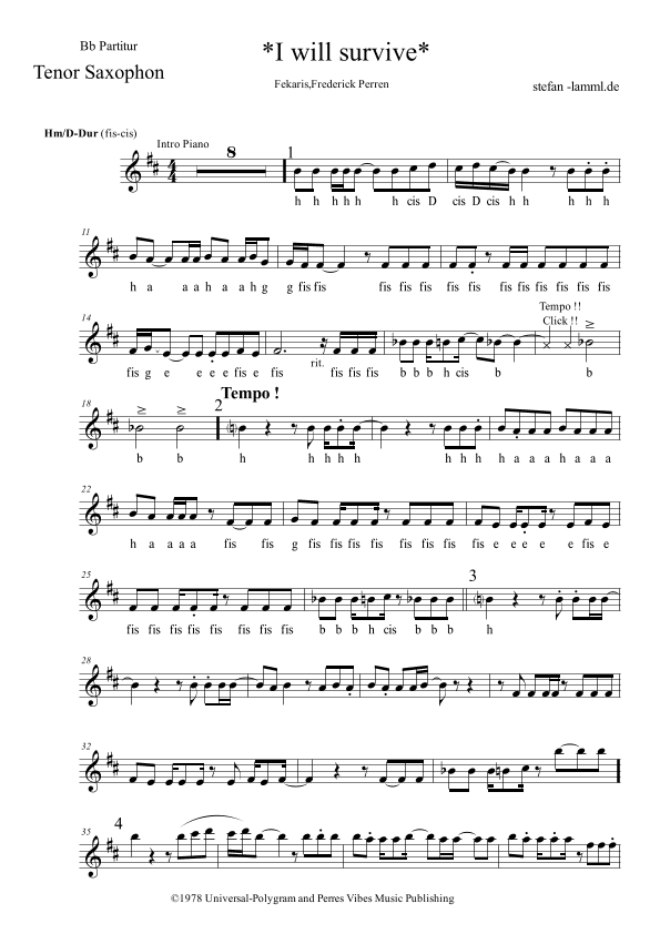 I Will Survive (arr. stefan-lamml.de)