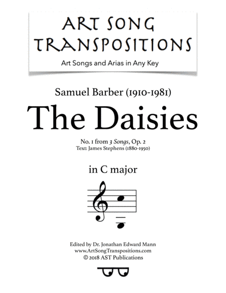 The Daisies, Op. 2, No. 1 (arr. ArtSongTranspositions.com)