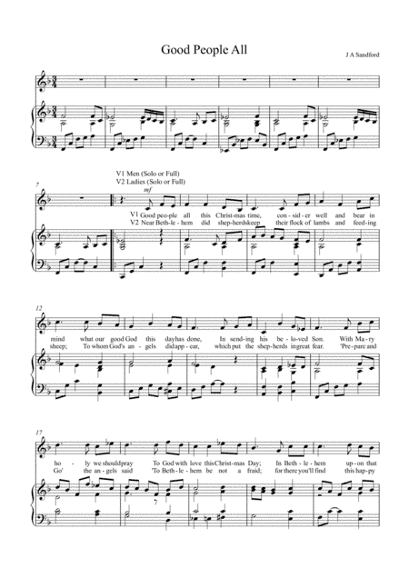 The Wexford Carol - SATB with piano accompaniment (arr. J A Sandford)