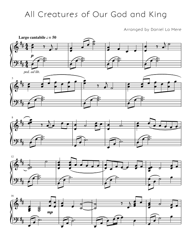 All Creatures of Our God and King (arr. Daniel La Mere)