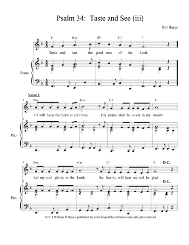 Psalm 34:  Taste and See (iii)  (piano/vocal)