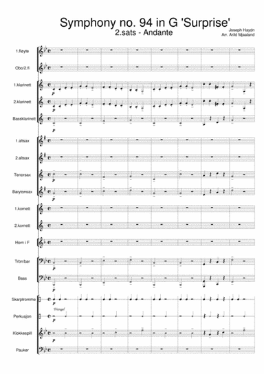 Symphony no. 94 in G "Surprise" - II mov (arr. Arild Mjaaland)