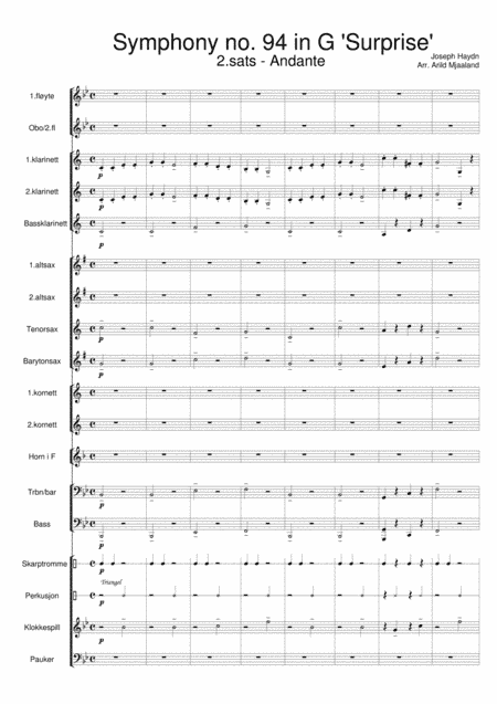 Symphony no. 94 in G "Surprise" - II mov (arr. Arild Mjaaland)