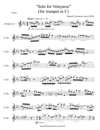 Solo for Velayarse Op. 3 (Trumpet in C)