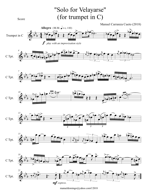 Solo for Velayarse Op. 3 (Trumpet in C)