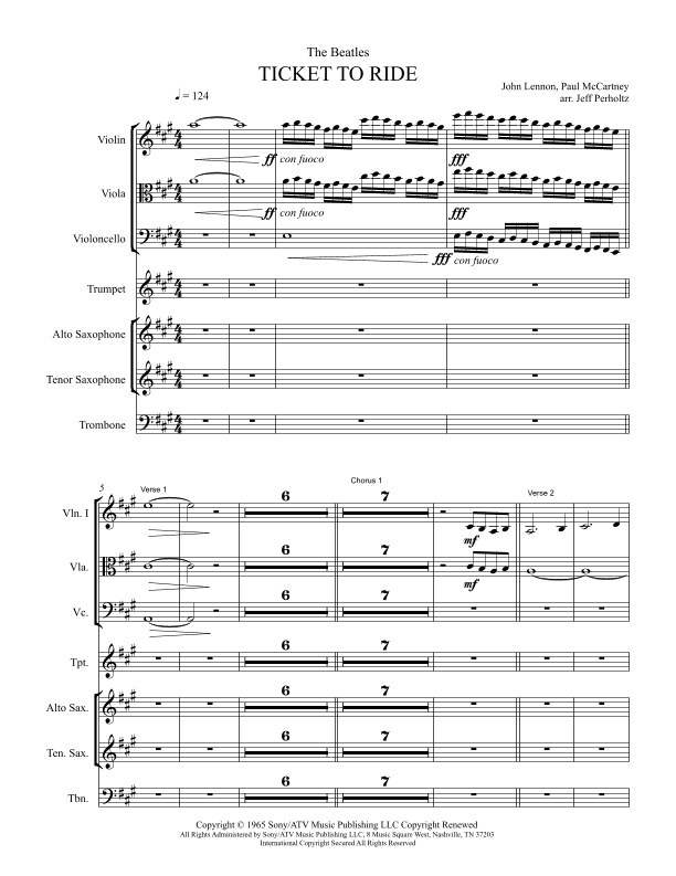 Ticket To Ride (arr. Jeff Perholtz)