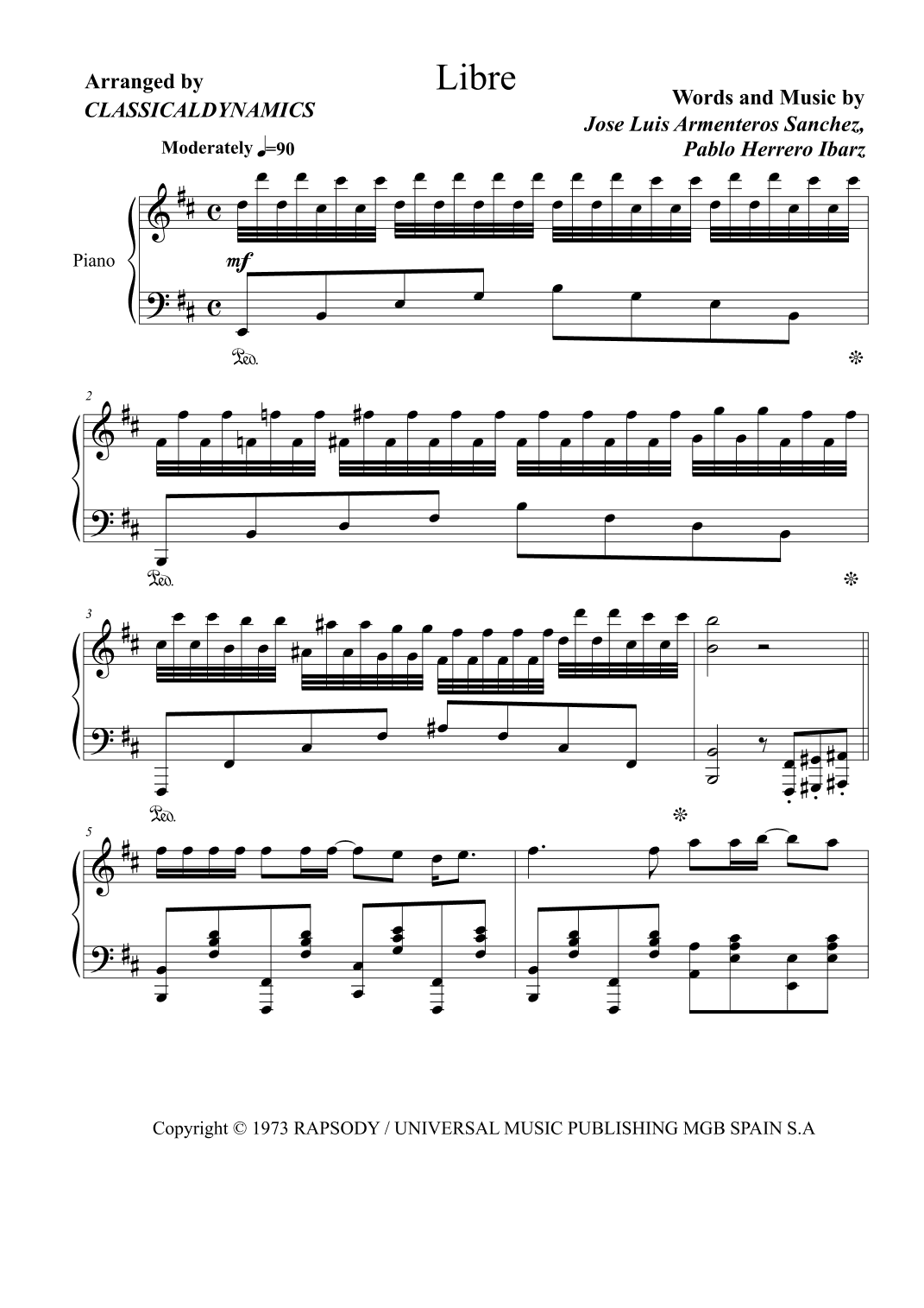 Libre (arr. ClassicalDynamics)