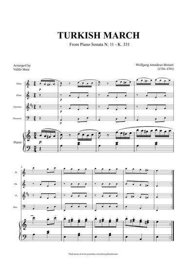 Turkish March - Woodwind Quartet and Piano (arr. Valdir Maia)