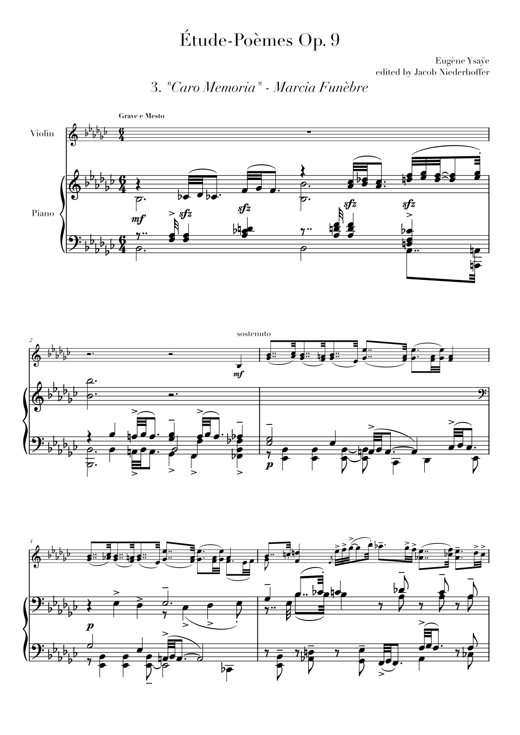 Etude-Poeme Op. 9 No. 3 " Marcia Funebre" (arr. Jacob Niederhoffer)