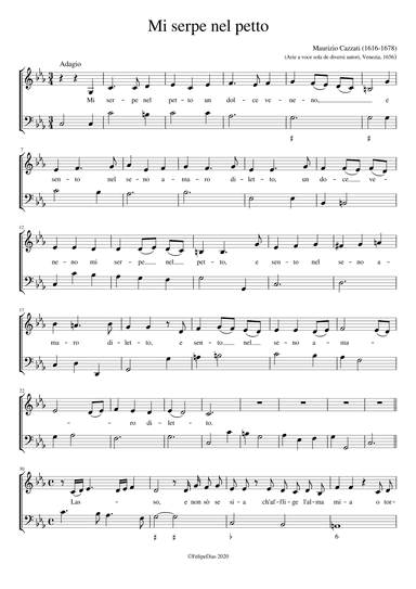 Mi serpe nel petto (Low voice) (arr. Early Music Scores)