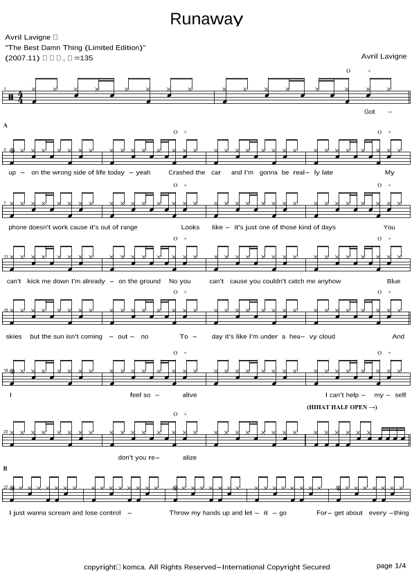 Runaway (arr. COPYDRUM)