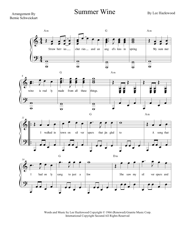 Summer Wine (arr. Bernie Schweickart)