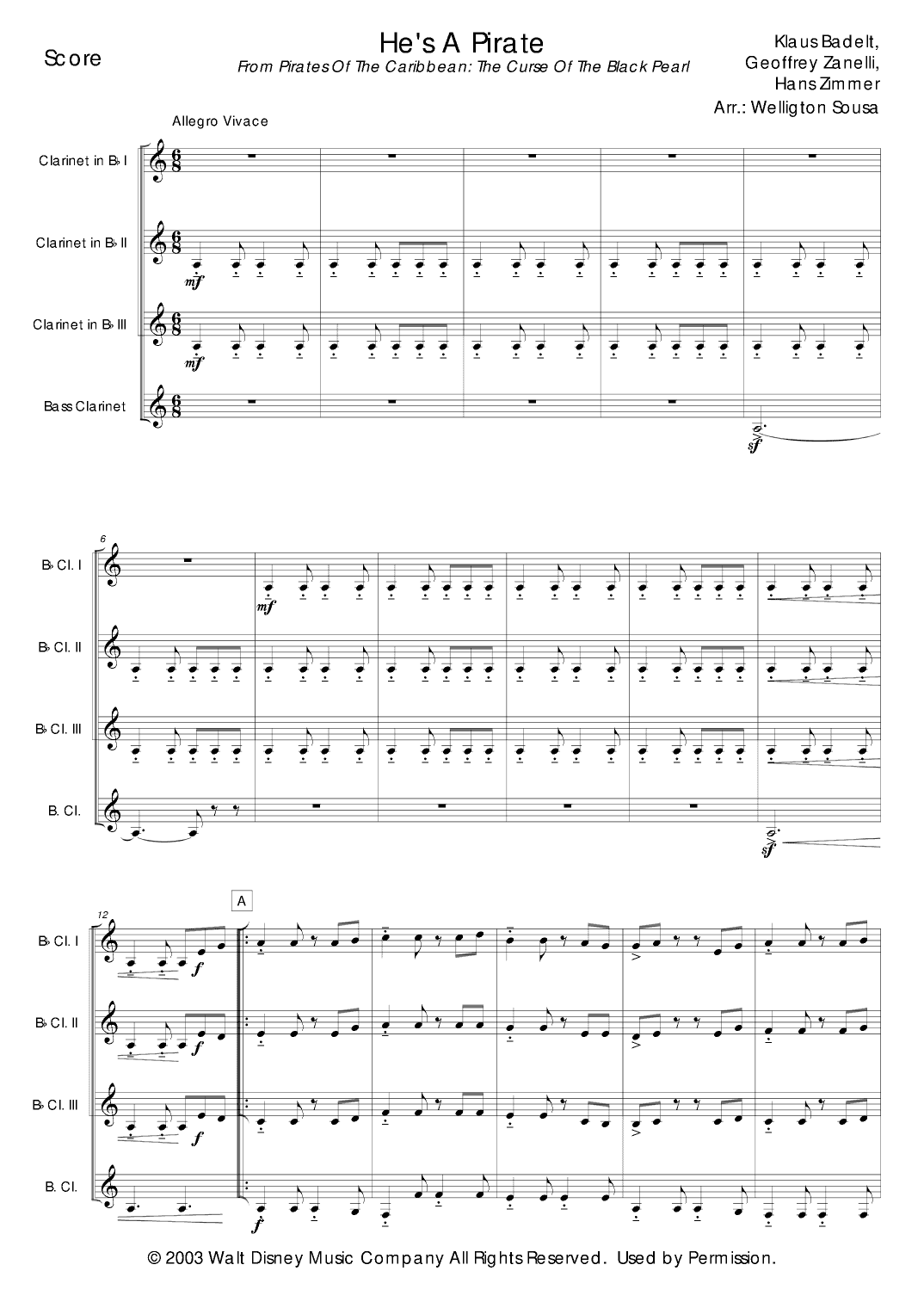 He's A Pirate (arr. Jose Welligton Sousa de Castro)