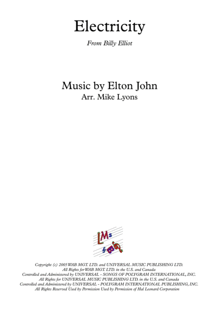 Electricity from the Broadway Musical BILLY ELLIOT (arr. Mike Lyons)