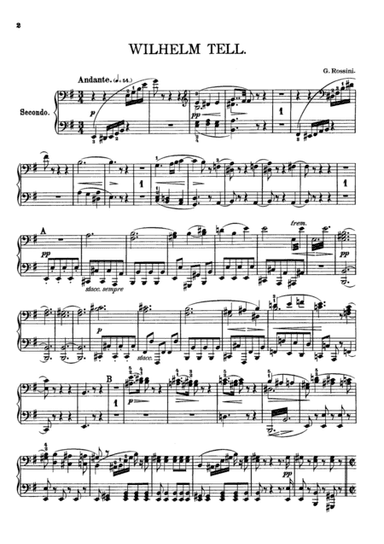 Rossini William Tell Overture, for piano duet(1 piano, 4 hands), PR822 (arr. M. Schultze)