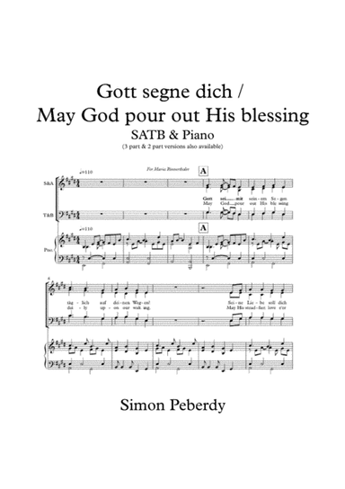 Gott segne dich / May God pour out his blessing (Gm & Eng) (SATB or STB or SA and piano/guitar