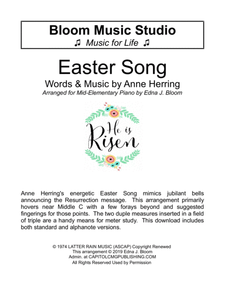 Easter Song Hear The Bells Ringing (arr. Edna J. Bloom)