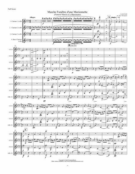 Gounod: Funeral March of a Marionette (Marche Funèbre d’une Marionette) - clarinet quartet (arr. Ray Thompson)