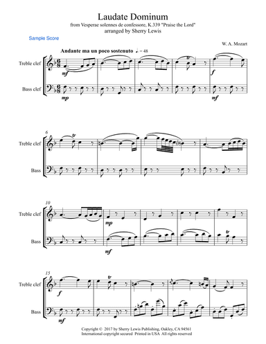 Laudate Dominum, 1 treble and 1 bass instrument (arr. Sherry Lewis)