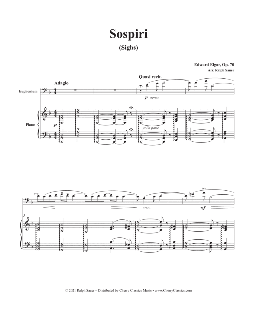 Sospiri (Sighs) for Euphonium and Piano (arr. Ralph Sauer)