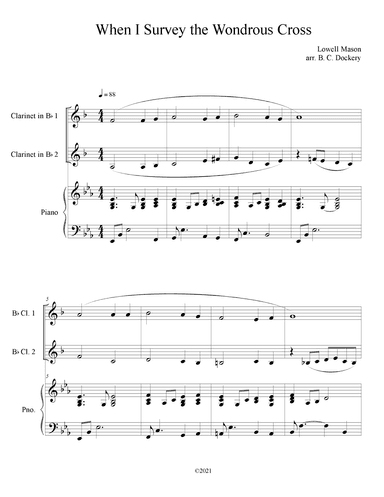 When I Survey the Wondrous Cross (Clarinet Duet with Piano Accompaniment) (arr. B. C. Dockery)