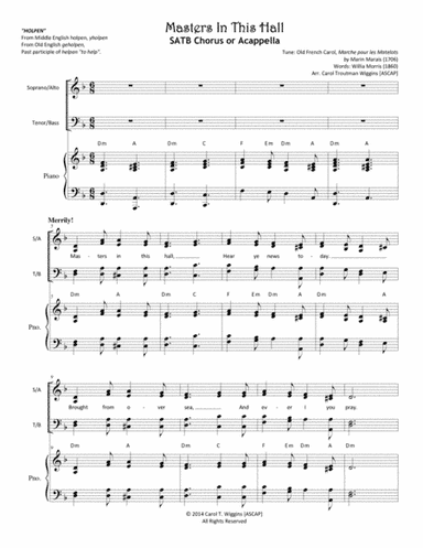 Masters In This Hall (SATB) (arr. Carol Troutman Wiggins [ASCAP])