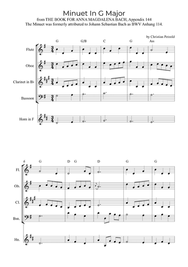 Minuet In G Major (with chords) (arr. Alex Nunes Rodrigues)