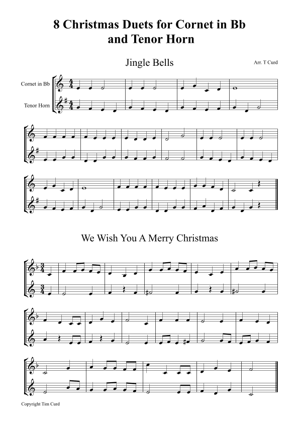 8 Christmas Duets For Cornet And Tenor Horn (arr. Curd.)