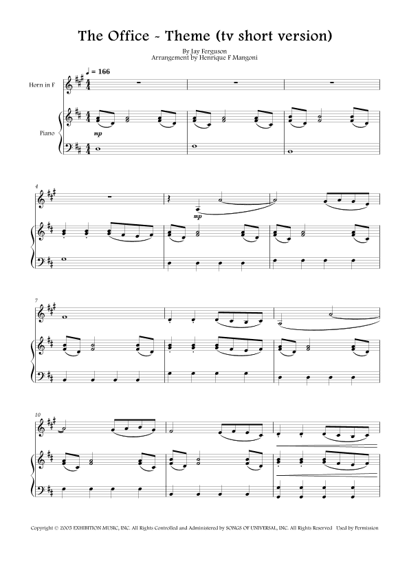 The Office - Theme (arr. Henrique F Mangoni)
