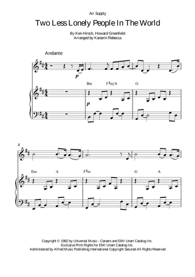 Two Less Lonely People In The World (arr. Kaiserin Rebecca)
