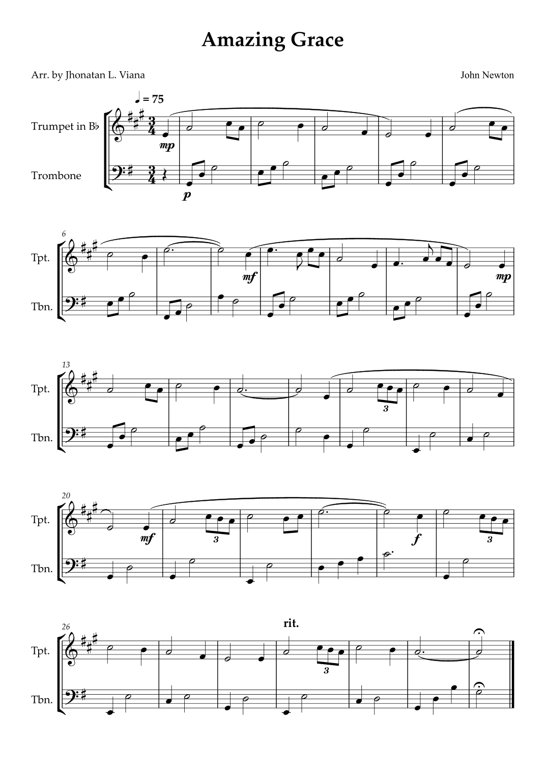 Amazing Grace (arr. Jhonatan Lucio Viana)