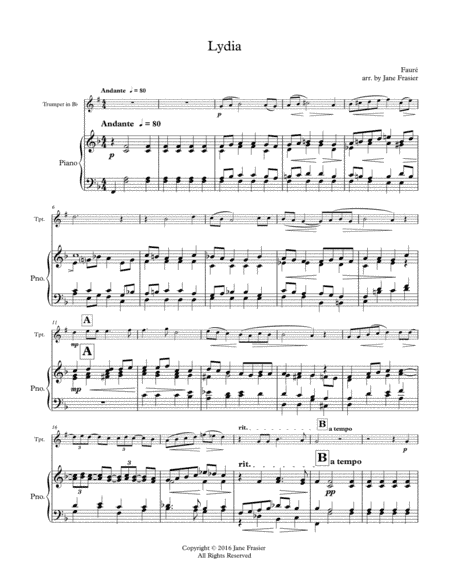 Lydia (arr. Jane Frasier)