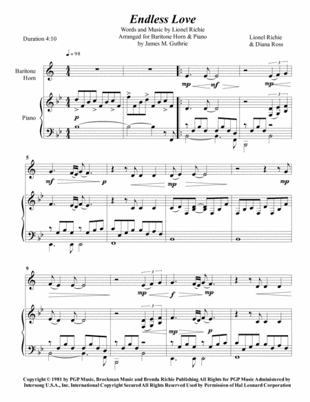 Endless Love (arr. James M. Guthrie, ASCAP)