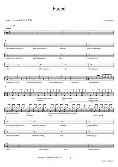 Faded (arr. COPYDRUM)