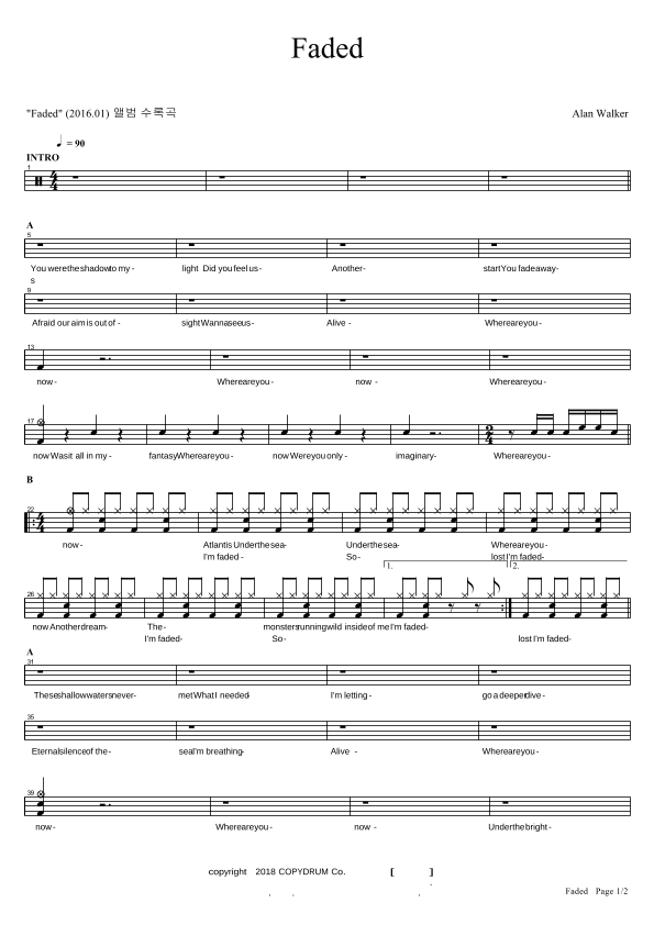 Faded (arr. COPYDRUM)