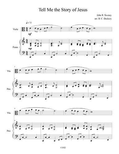 Tell Me the Story of Jesus (Viola Solo with Piano Accompaniment) (arr. B. C. Dockery)
