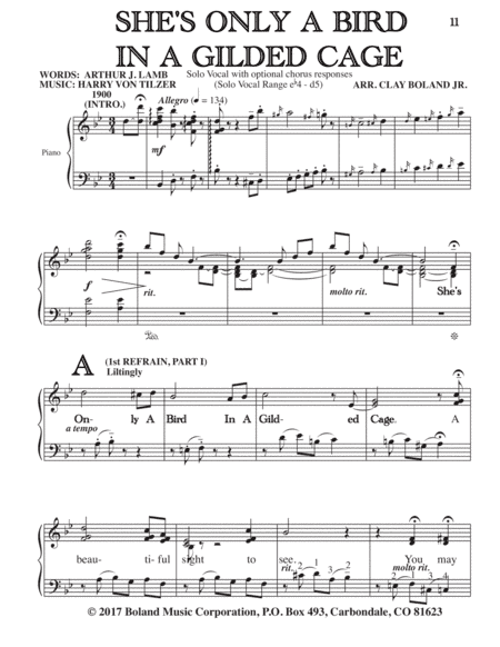 SHE’S ONLY A BIRD IN A GILDED CAGE (arr. Clay Boland Jr.)