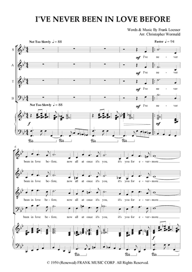 I've Never Been In Love Before (arr. Christopher Wormald)