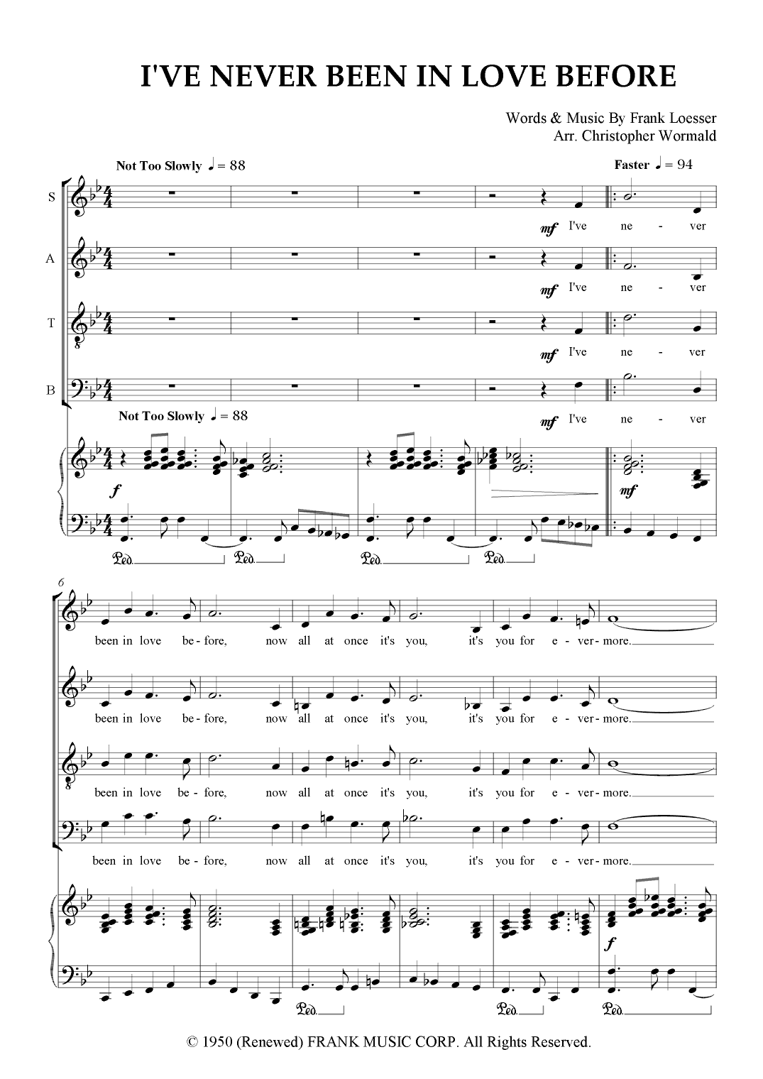 I've Never Been In Love Before (arr. Christopher Wormald)