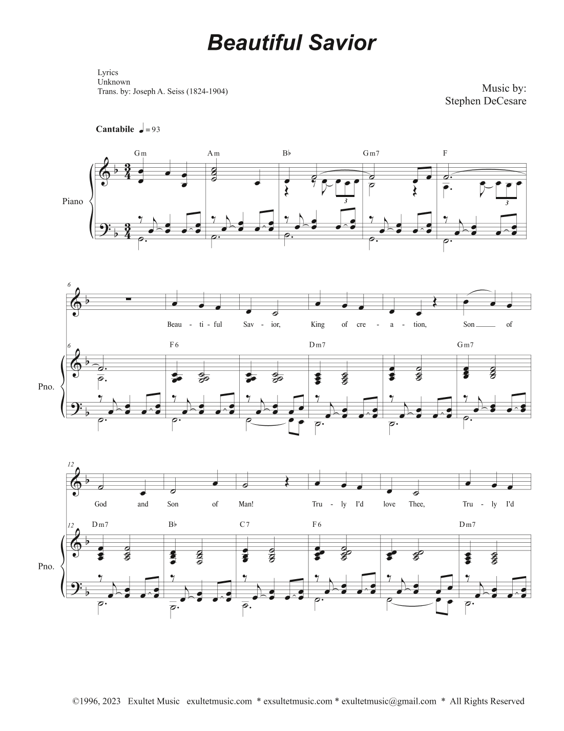 Beautiful Savior (Unison choir)