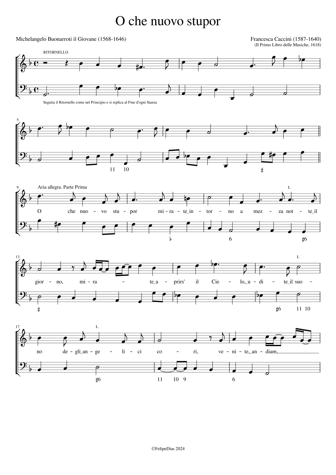 O che nuovo stupor (arr. Early Music Scores)