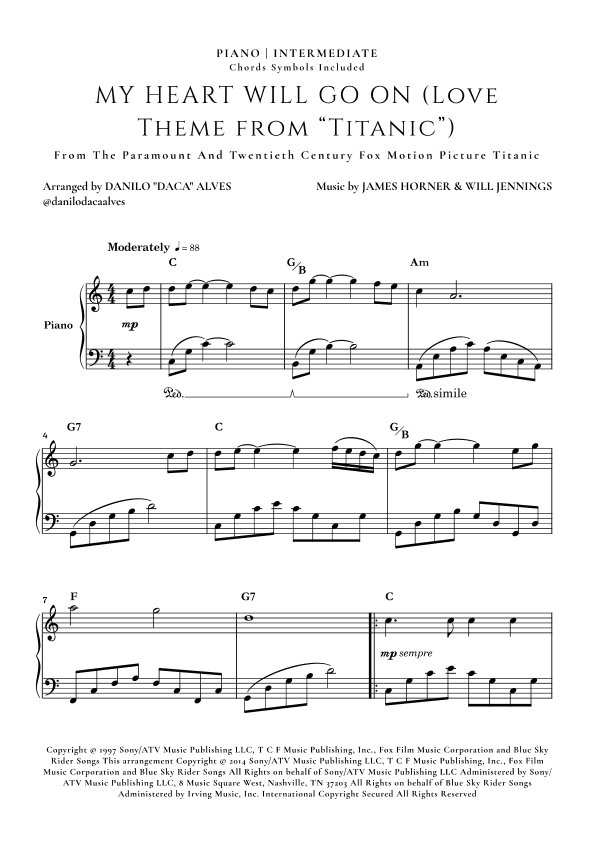 My Heart Will Go On (love Theme From 'titanic') (arr. Danilo "Daca" Alves)