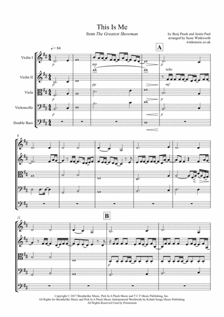 This Is Me (arr. Susie Winkworth winkmusic.co.uk)