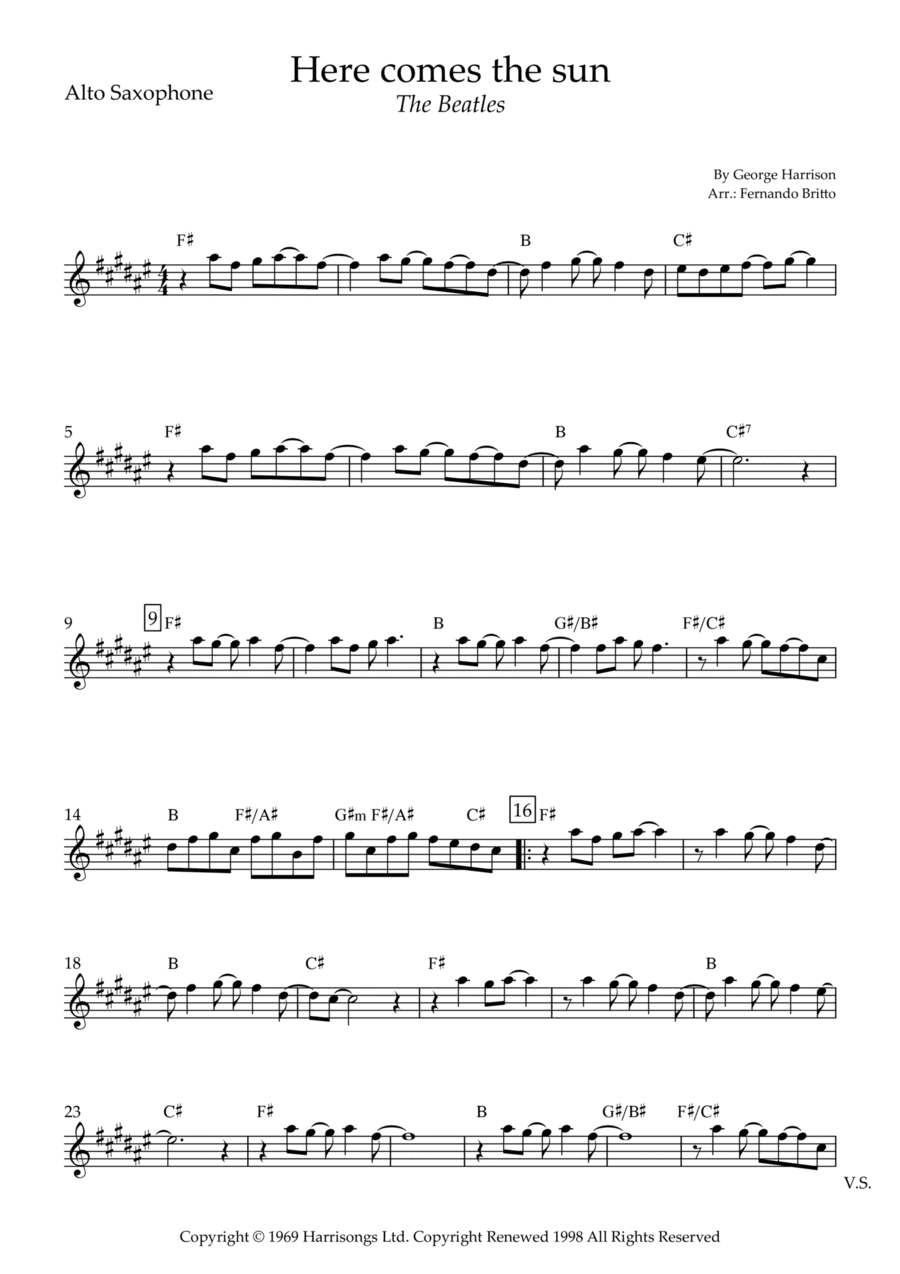 Here Comes The Sun (arr. Fernando Britto)