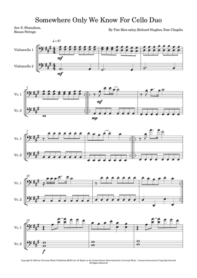 Somewhere Only We Know (arr. Sybil Shanahan, Beaux Strings)