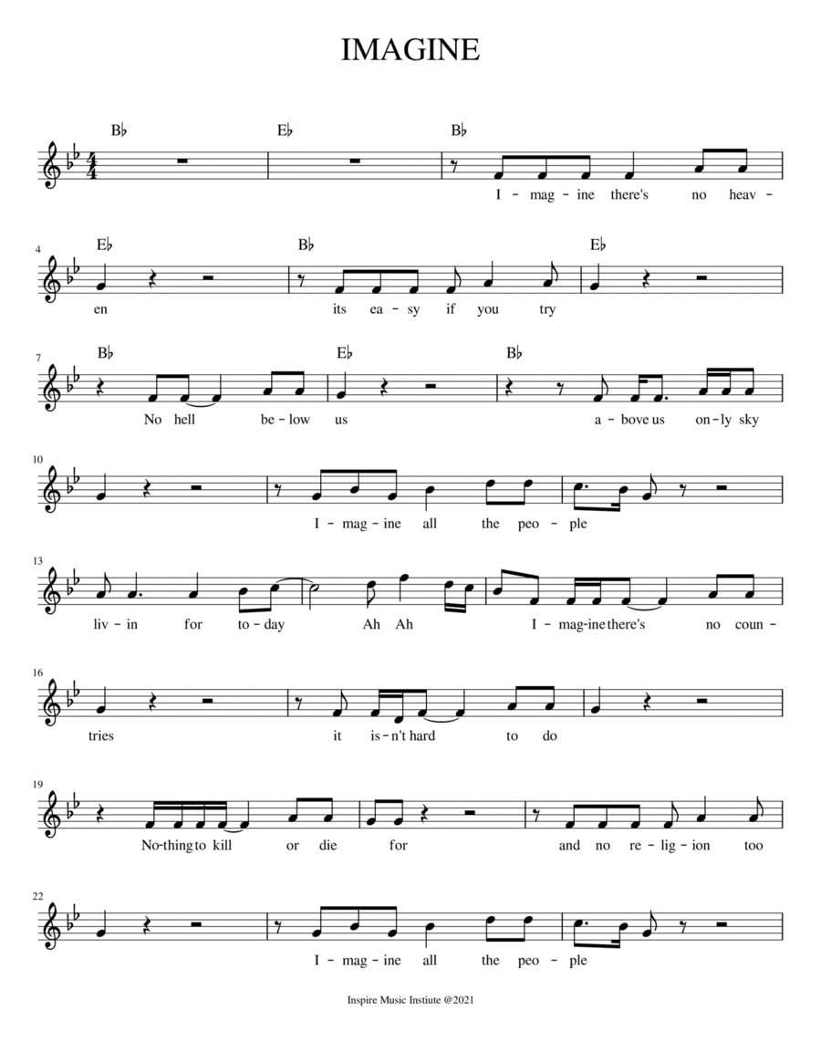 Imagine (arr. SHEET MUSIC HUB)